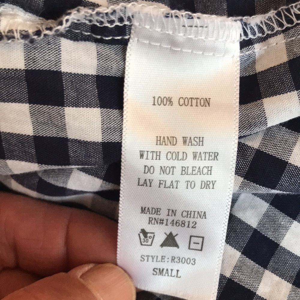 Summer Crop Top 100% Cotton Gingham by Caution to the Wind Size Small - Picture 3 of 11